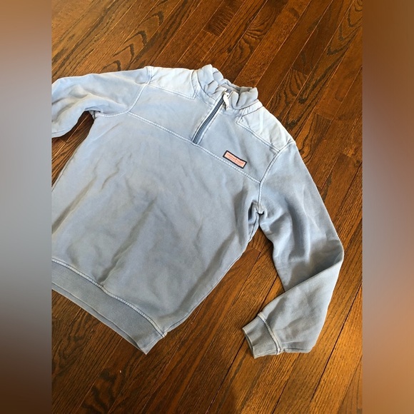 vineyard vines Men’s XS Heather Blue Garment-Dyed Shep 1/4 Zip Sweatshirt - Picture 4 of 11